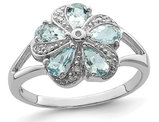 4/5 Carat (ctw) Aquamarine Flower Ring in Sterling Silver